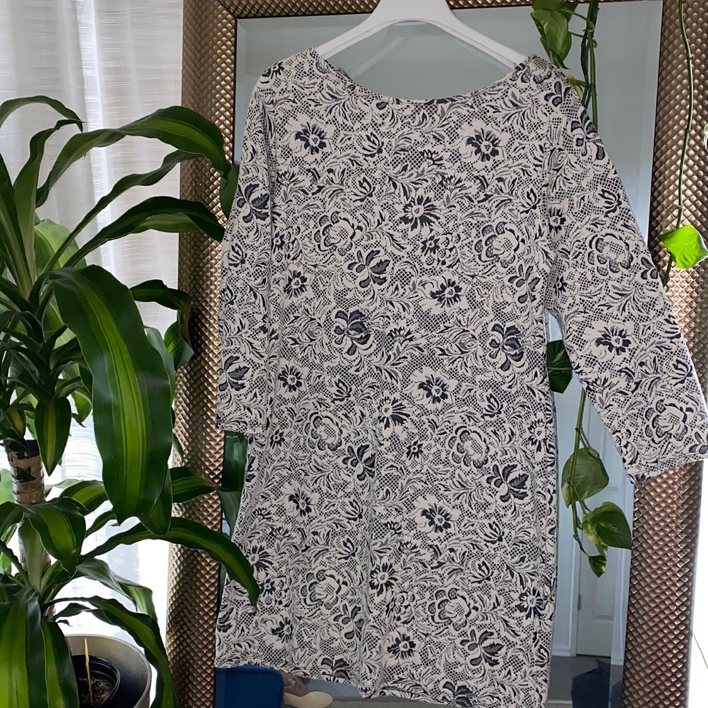 Black & White Floral Print dress, XXL